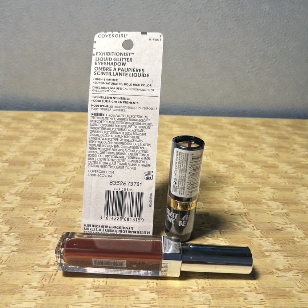 Makeup Bundle CoverGirl Glitter Eyeshadow Revlon Lipstick Amuse Matte Lip(Set/3) - Picture 4 of 4